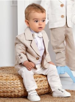 Costume de cérémonie en lin blanc et beige Edouard