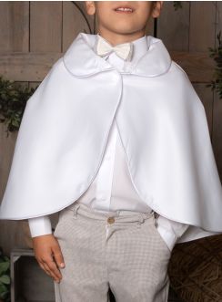 Cape de bapteme satin blanc - Personnalisable