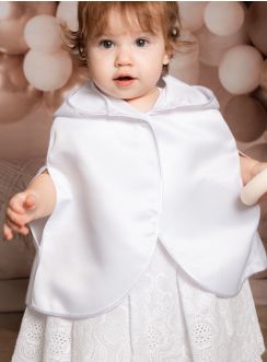 cape blanche satin avec passage des bras - Personnalisable