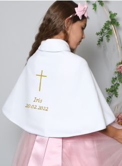 Cape blanche baptême ou communion personnalisable