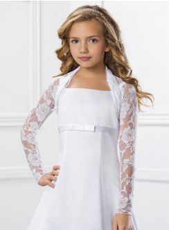 bolero enfant  mariage dentelle manches longues blanc