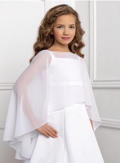 Cape communion mariage blanche en mousseline pour fille
