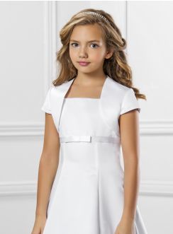 Boléro fille mariage satin blanc