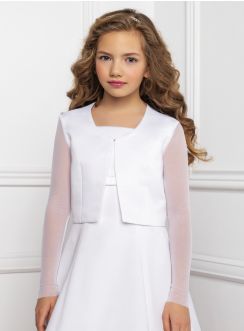 Veste cérémonie mariage fille blanche satin mousseline