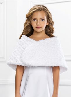 Cape petite fille fausse fourrure blanche