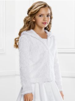 Veste de cérémonie fille en fausse fourrure d'hiver blanche