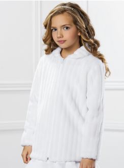 manteau hiver fille en fourrure blanc