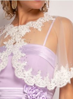 Cape de mariée courte dentelle strass et tulle