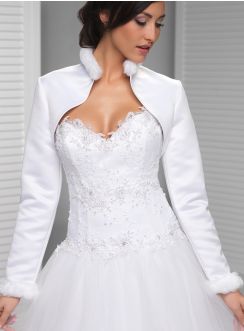 boléro mariage satin et fourrure blanc