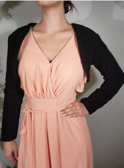 Boléro polaire noir pour femme et manches longues