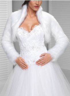 Boléro mariage fausse fourrure poils longs du 34 au 52