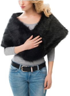 Cape fourrure noir pour femme noir