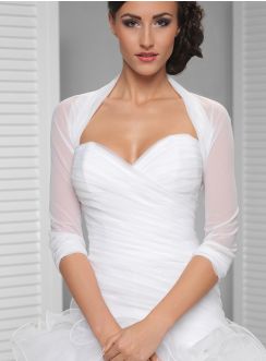 boléro femme mariage blanc mousseline manches 3/4