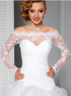 top robe de mariée dentelle manches longues blanc