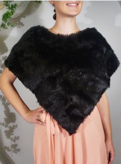 Cape noir fausse fourrure originale femme