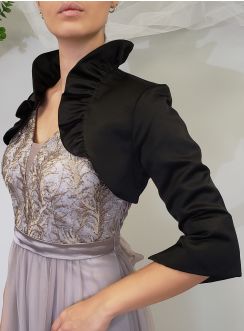 Boléro habillé en satin noir femme pour soirée