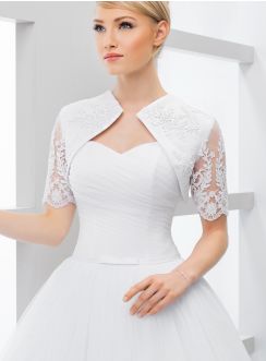 boléro dentelle manches courtes blanc