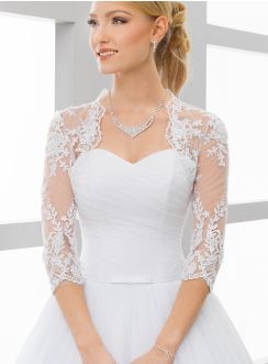 boléro dentelle mariage blanc manches 3/4