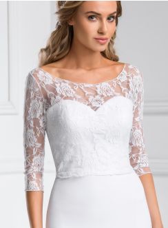 Bustier femme dentelle blanche motif rose cérémonie mariage