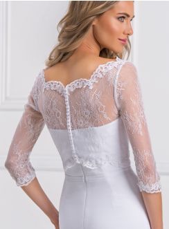 Bustier dentelle blanche transparente pour cérémonie mariage