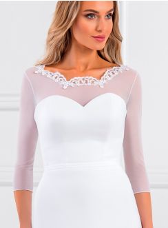 Haut femme blanc en mousseline pour tenue de cérémonie mariage