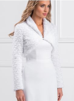Boléro de mariage pour femme fleurs en fausse fourrure