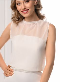 Haut bustier sans manches en mousseline cérémonie ivoire