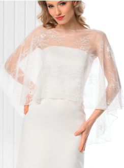 Cape de mariage femme en dentelle ivoire écru