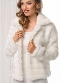 Manteau ivoire hiver fausse fourrure mariage femme