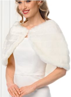Cape fausse fourrure femme mariage ivoire