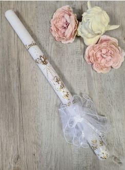 Bougie Baptême Colombe et Enfant + noeud tulle 