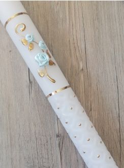 bougie bapteme bleu scultée personnalisable