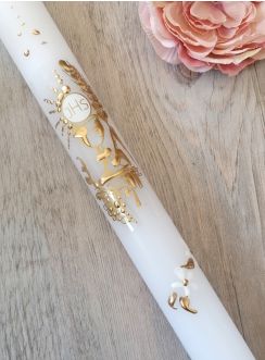 bougie communion calice personnalisable blanche et or