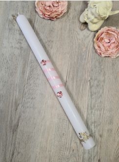 Bougie de baptême avec ruban et strass