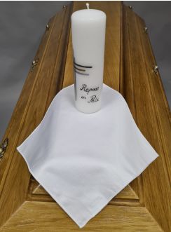 Bougie "Repose en paix" et mouchoir coton
