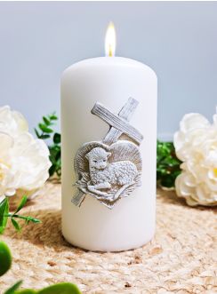 Bougie de baptême Agneau et Croix