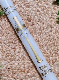 Cierge baptême Croix Colombe