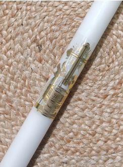 Cierge baptême Croix Orthodoxe Colombe Eau