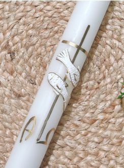 Cierge chrétien Croix et Poisson