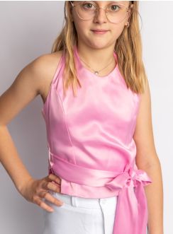 bustier rose satin pour tenue de cérémonie mariage pour fille