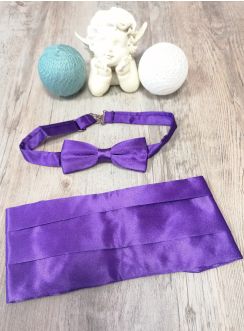 ceinture cortège garçon + noeud papillon violet