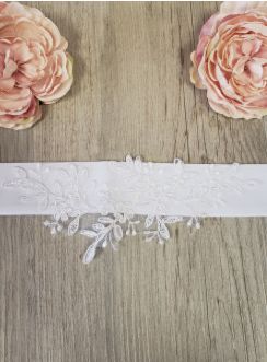 Ceinture blanche mariage communion dentelle