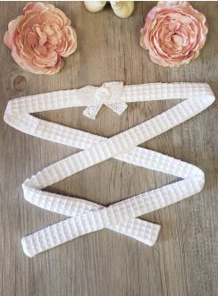 Ceinture coton gaufré fille cérémonie blanche