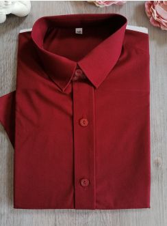 Chemise enfant manches courtes mariage bordeaux