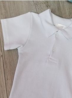 POLO blanc bébé body manches courtes garçon