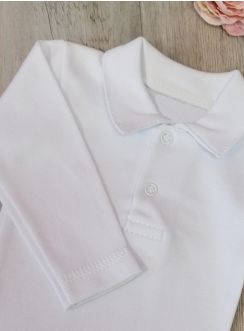 POLO blanc bébé body manches longues garçon