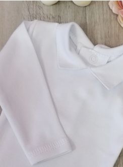 Body polo bébé blanc avec col. Pression dans le dos