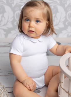 Polo body bébé fille manches courtes col claudine
