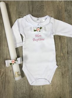 Coffret Baptême Body "Mon Baptême" + cierge