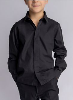 Chemise garçon noir bouton non visible